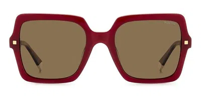 Polaroid Pld 4165/s/x Polarized Lhf/sp Women's Sunglasses Burgundy Size 55