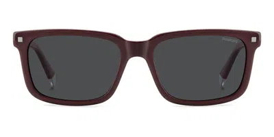 Polaroid Pld 4174/s/x Polarized Lhf/m9 Men's Sunglasses Burgundy Size 55 In Orange