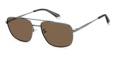 Polaroid Pld 4214/g/s/x Asian Fit R80/sp Men's Sunglasses Silver Size 59 In Brown