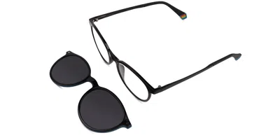 Polaroid Pld 6137/cs With Clip-on 807/m9 Occhiali Da Vista Neri Per Uomo (solo Montatura) In Black