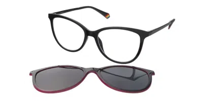 Polaroid Pld 6138/cs With Clip-on 807/m9 Occhiali Da Vista Neri Per Donna (solo Montatura) In Black