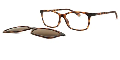 Polaroid Pld 6140/cs With Clip-on 086/sp Women's Glasses Tortoiseshell Size 53 - Free Lenses - Blue Light Blo In Brown