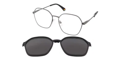 Polaroid Pld 6183/cs With Clip-on Men's Glasses, Black, Size 56 In Gray