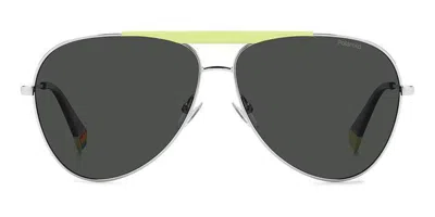 Polaroid Pld 6200/s/x Polarized Ku2/m9 Men's Sunglasses Silver Size 61 In Multi