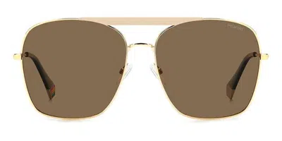 Polaroid Pld 6201/s/x Polarized Yyh/sp Women's Sunglasses Gold Size 59 In Green