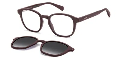 Polaroid Pld 6203/cs With Clip-on 7bl/wj Men's Glasses Burgundy Size 49 - Free Lenses - Blue Light Block Avai In Brown
