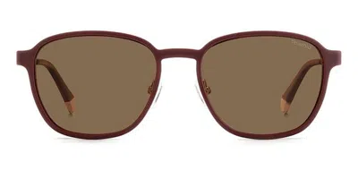 Polaroid Pld 6205/cs Polarized With Clip-on Noa/sp Men's Sunglasses Burgundy Size 55 In Red
