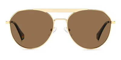 Polaroid Pld 6211/s/x Polarized J5g/sp Men's Sunglasses Gold Size 57
