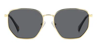 Polaroid Pld 6214/s/x Polarized 2f7/m9 Men's Sunglasses Gold Size 56 In Gray