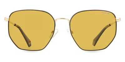 Polaroid Pld 6214/s/x Polarized Dyg/mu Men's Sunglasses Gold Size 56 In Yellow