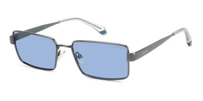 Polaroid Pld 6255/s/x Polarized Kj1/c3 Occhiali Da Sole Argentati Per Uomo In Black