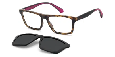 Polaroid Pld D590/c With Clip-on N9p/m9 Men's Glasses Tortoiseshell Size 55 - Free Lenses - Blue Light Block  In Brown