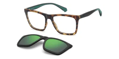 Polaroid Pld D591/c With Clip-on Dng/5z Men's Glasses Tortoiseshell Size 55 - Free Lenses - Blue Light Block  In Pattern