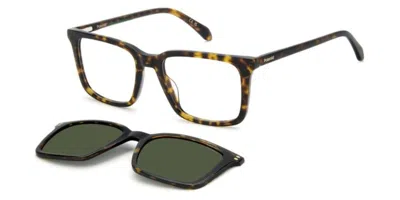 Polaroid Pld D604/c With Clip-on 086/uc Men's Glasses Tortoiseshell Size 53 - Free Lenses - Blue Light Block  In Brown