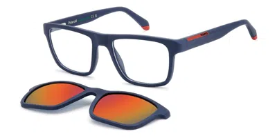 Polaroid Pld D641/c With Clip-on Fll/oz Men's Glasses Blue Size 53 - Free Lenses - Blue Light Block Available