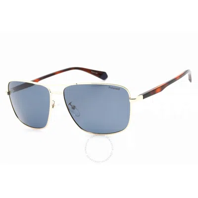 Polaroid Polarized Blue Navigator Men's Sunglasses Pld 2119/g/s 0j5g/c3 61 In Gold