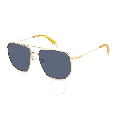 Polaroid Polarized Blue Navigator Men's Sunglasses Pld 4141/g/s/x 0lks/c3 59 In Gold