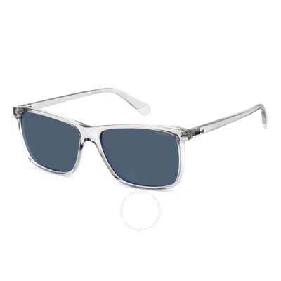 Polaroid Polarized Blue Rectangular Men's Sunglasses Pld 4137/s 0kb7/c3 58