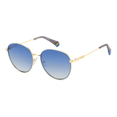 Polaroid Polarized Blue Shaded Round Unisex Sunglasses Pld 6215/s/x 0lks/z7 56