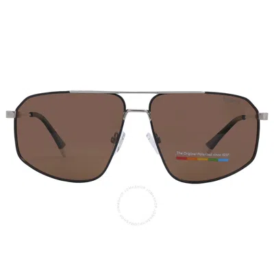 Polaroid Polarized Bronze Navigator Men's Sunglasses Pld 4118/s/x 085k/sp 59 In Black / Bronze / Ruthenium