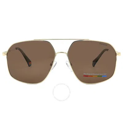Polaroid Polarized Bronze Navigator Unisex Sunglasses Pld 6173/s 0j5g/sp 58 In Brown
