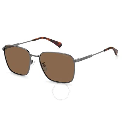 Polaroid Polarized Bronze Square Men's Sunglasses Pld 4120/g/s/x 0kj1/sp 59 In Gray