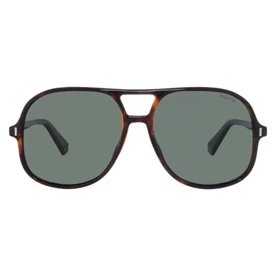 Polaroid Polarized Green Pilot Unisex Sunglasses Pld 6217/s 0086/uc 57 In Black
