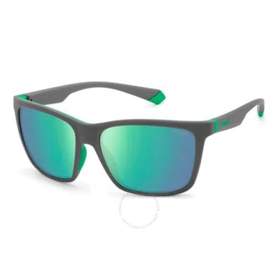 Polaroid Polarized Green Rectangular Men's Sunglasses Pld 2126/s 03u5/5z 57 In Black