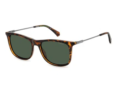 POLAROID POLAROID POLARIZED GREEN SQUARE MEN'S SUNGLASSES PLD 4145/S/X 0086/UC 55