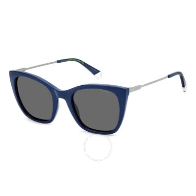 Polaroid Polarized Grey Cat Eye Ladies Sunglasses Pld 4144/s/x 0pjp/m9 52 In Blue