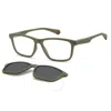 Polaroid Polarized Grey Clip-on Square Unisex Eyeglasses Pld 2147/cs 0dld/m9 55