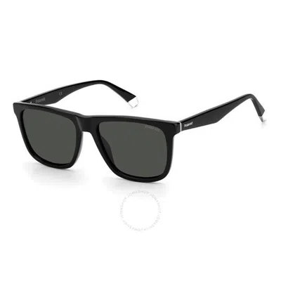 Polaroid Polarized Grey Rectangular Men's Sunglasses Pld 2102/s/x 0807/m9 55 In Black