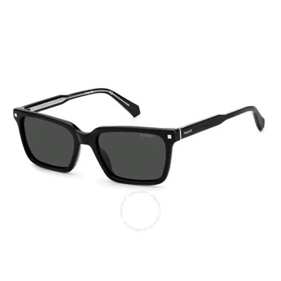 Polaroid Polarized Grey Rectangular Men's Sunglasses Pld 4116/s/x 0807/m9 55 In Black