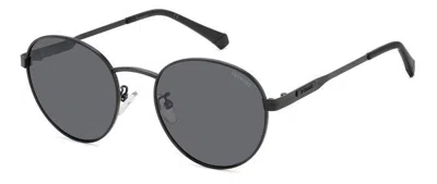 Polaroid Polarized Grey Round Unisex Sunglasses Pld 2144/g/s/x 0003/m9 52 In Black
