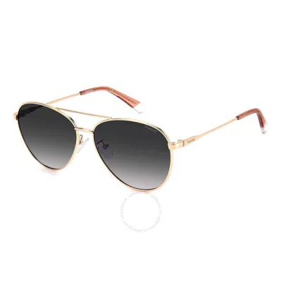 Polaroid Polarized Grey Shaded Pilot Men's Sunglasses Pld 4142/g/s/x 0ddb/wj 60 In Gold