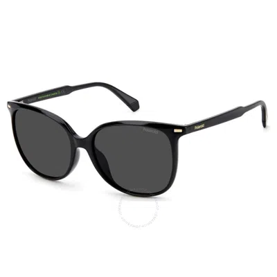 Polaroid Polarized Grey Square Ladies Sunglasses Pld 4125/g/s 0807/m9 57 In Black