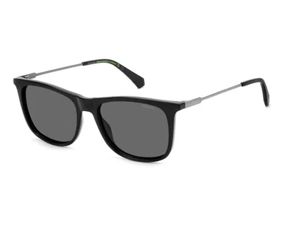 Polaroid Polarized Grey Square Men's Sunglasses Pld 4145/s/x 0807/m9 55 In Black