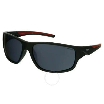 Polaroid Polarized Grey Wrap Men's Sunglasses Pld 7010/s 0oit/ex 64 In Black / Grey