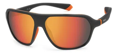 Polaroid Polarized Orange Grey Mirror Pilot Sunglasses Pld 2152/s 0rc2/oz 59 In Black