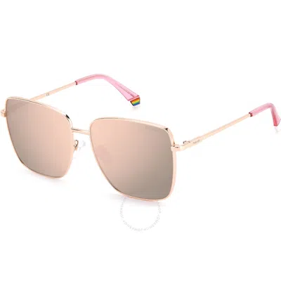 Polaroid Polarized Rose Gold Mirror Square Ladies Sunglasses Pld 6164/g/s 0ddb/jq 59