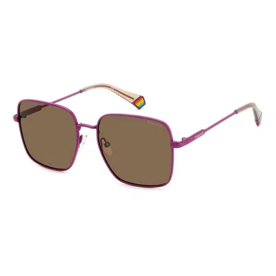 Polaroid Purple Metal Sunglasses In Brown