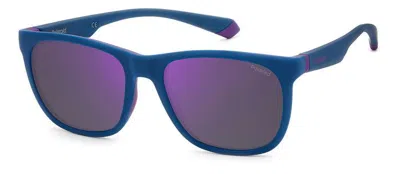 Polaroid Purple Mirror Square Unisex Sunglasses Pld 2140/s 0802/mf 55 In Blue