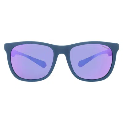 Polaroid Purple Mirror Square Unisex Sunglasses Pld 2140/s 0802/mf 55 In Blue