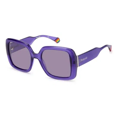 Polaroid Purple Plastic Sunglasses In Blue