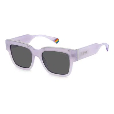 Polaroid Purple Resin Sunglasses In Gray
