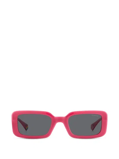Polaroid Rectangle-frame Sunglasses In Pink