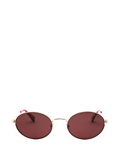 Polaroid Round-frame Sunglasses In Burgundy