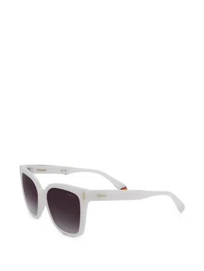 Polaroid Square-frame Polarized Sunglasses In 白色
