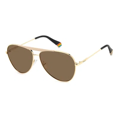 Polaroid Stainless Steel Sunglasses In Gold