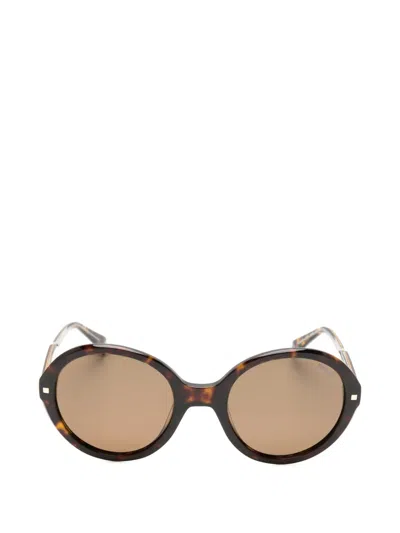 Polaroid Tortoiseshell-effect Round-frame Sunglasses In Brown